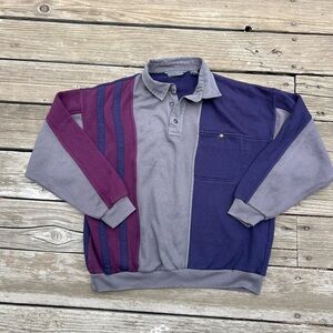 David Taylor Colorblock Crewneck Sweater - Gray, Navy & Burgundy